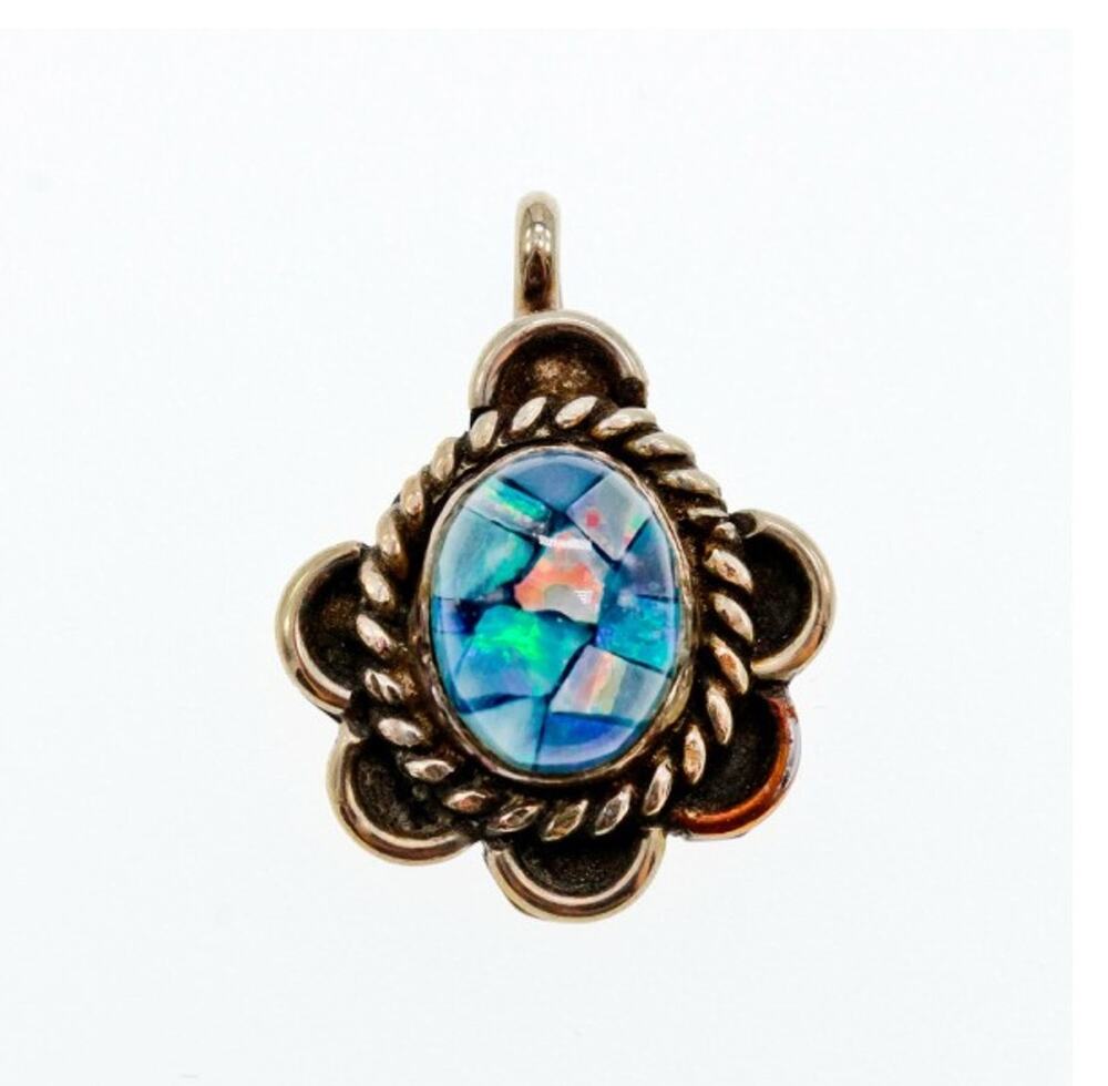925 Sterling Silver Mosaic Opal Pendant